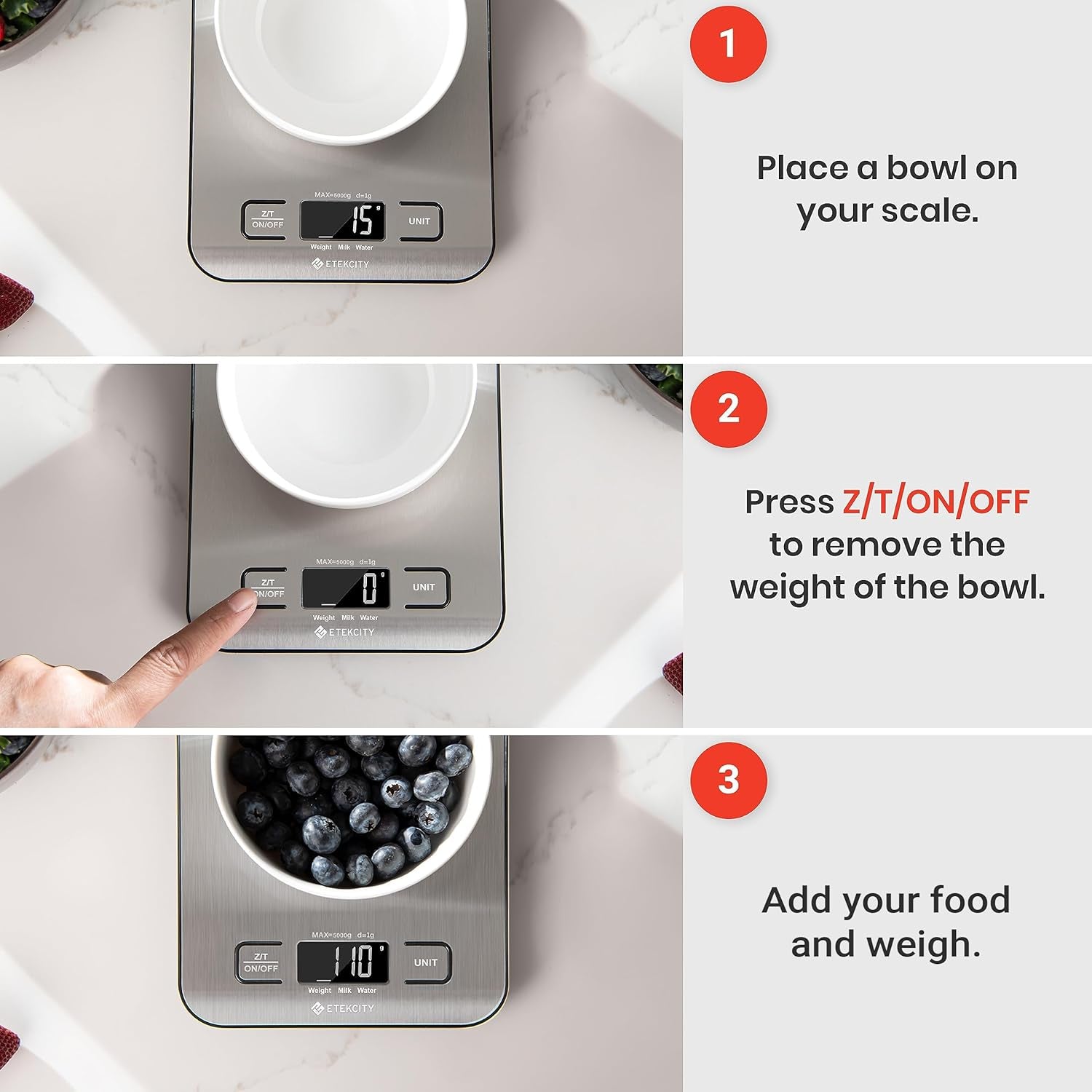 Food Kitchen Scale, Digital Grams and Ounces, 11Lb | Tare Function, Ideal for Baking, Weight Loss, Keto, Meal Prep, Packages, Liquids and Jewelry, 304 Stainless Steel